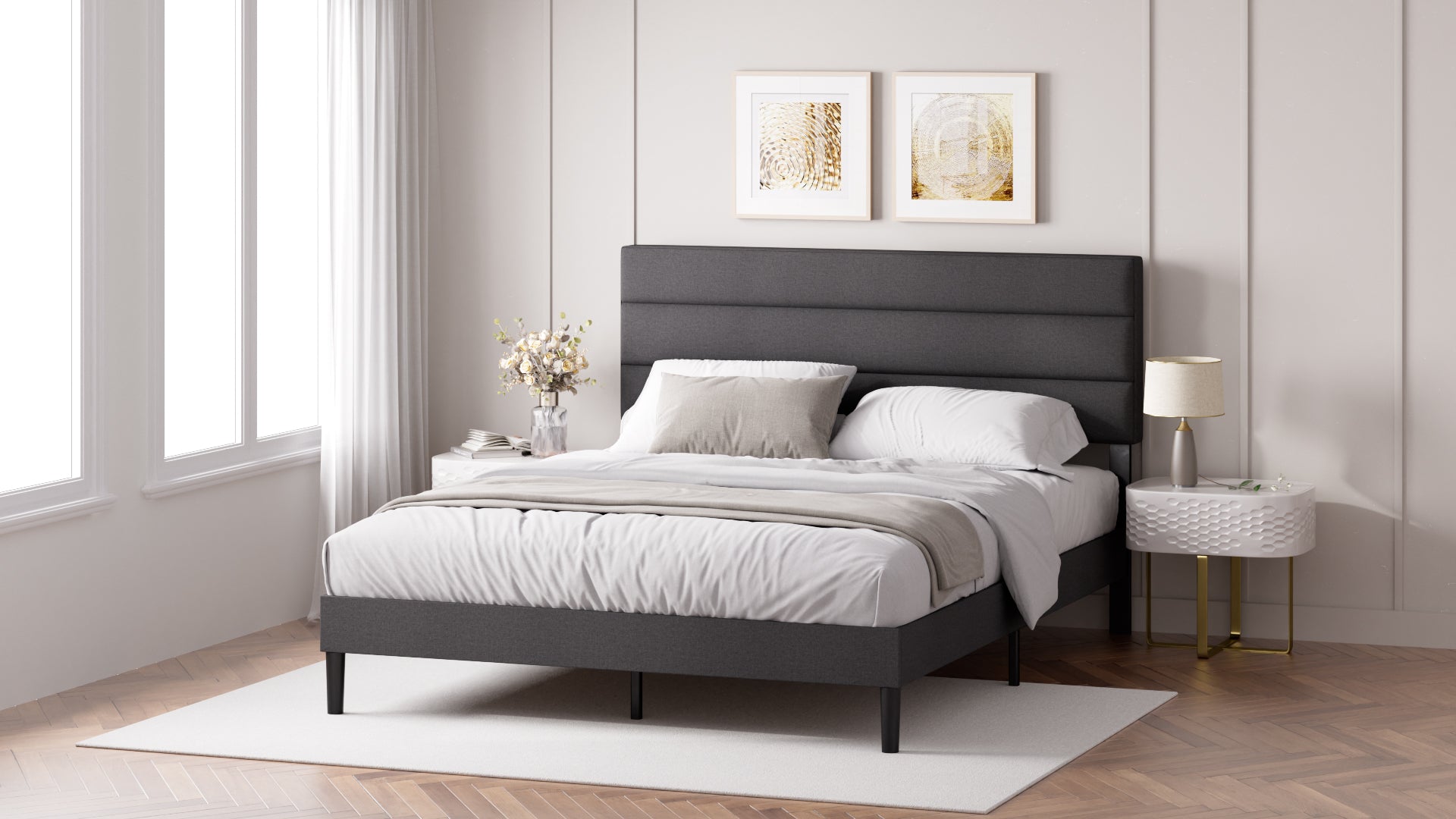 Upholstered low profile platform bed hotsell