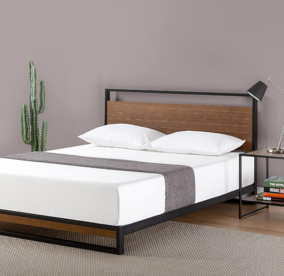 Suzanne Metal and Bamboo Bed Frame Zinus