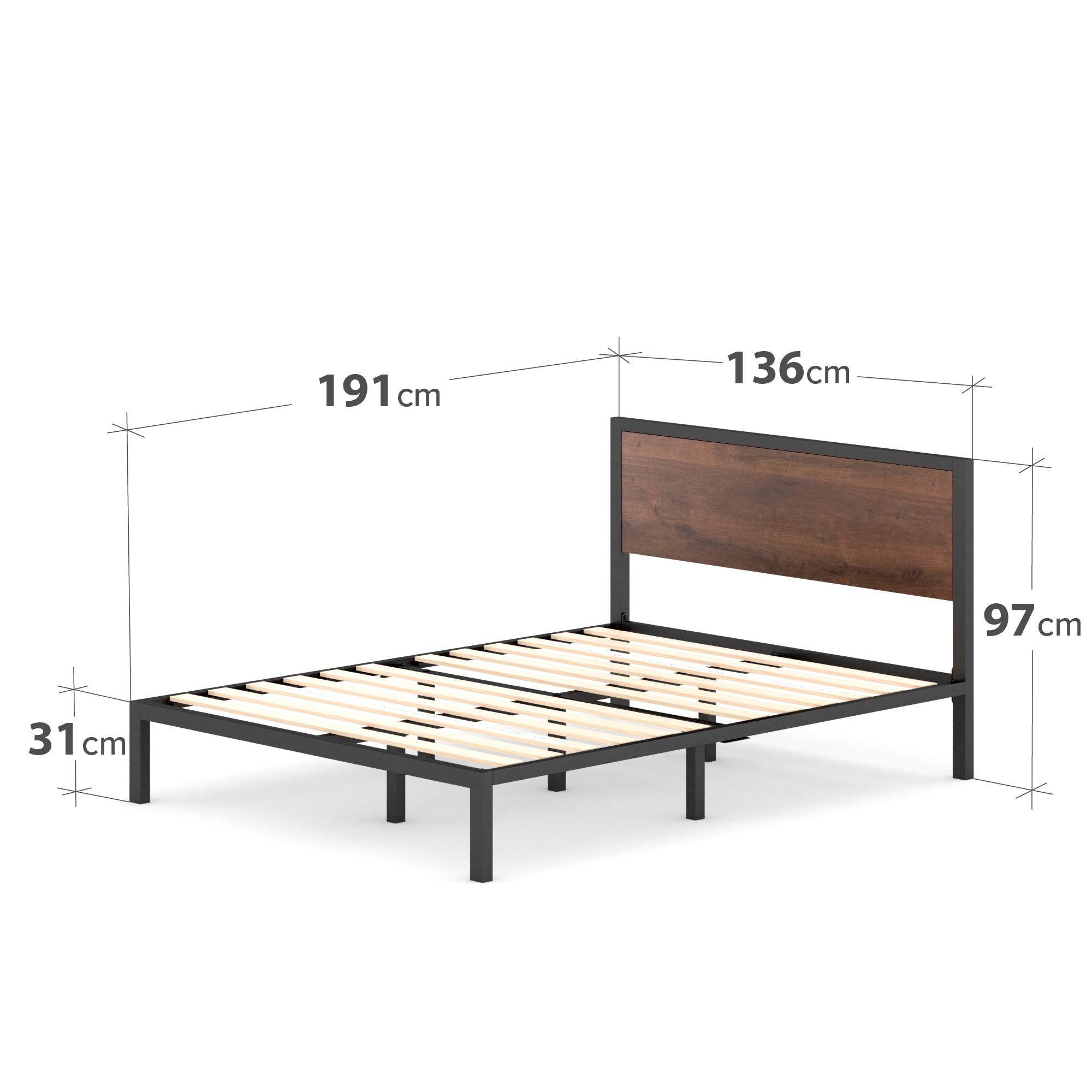 Mory Metal and Wood Bed Frame
