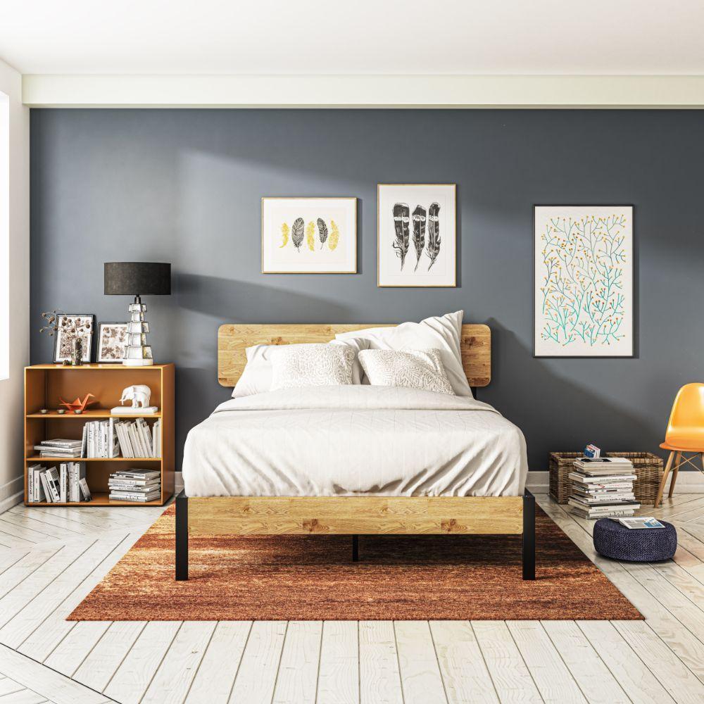 Olivia Metal and Wood Bed Frame
