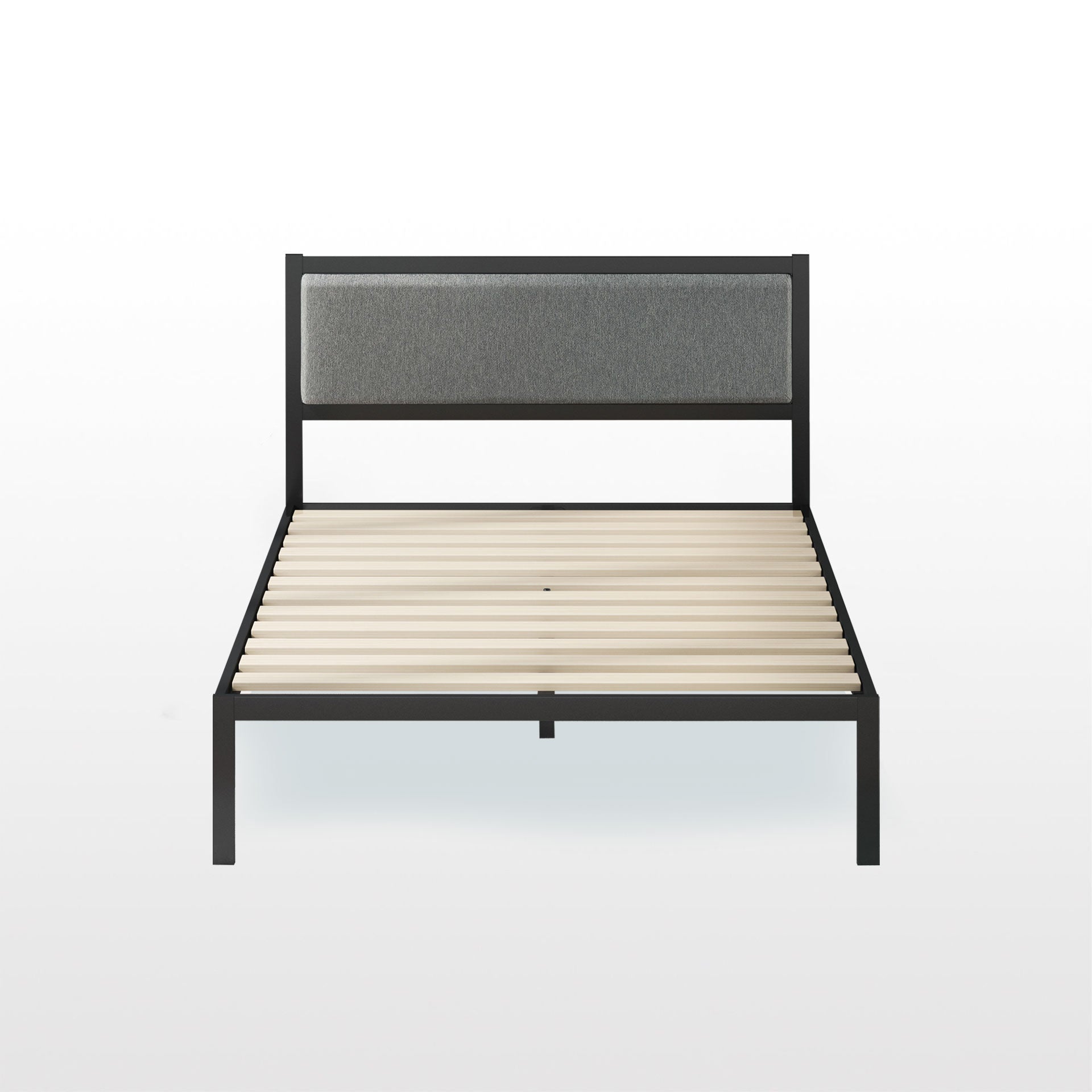 Korey Metal Bed Frame with Upholstered Headboard